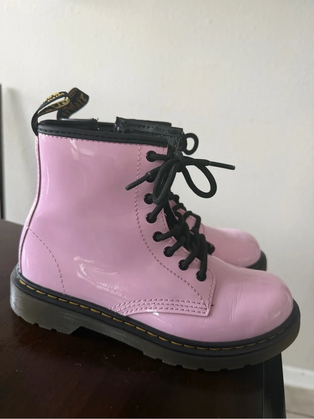 Dr. Martens Pink Patent Platform Combat Boots